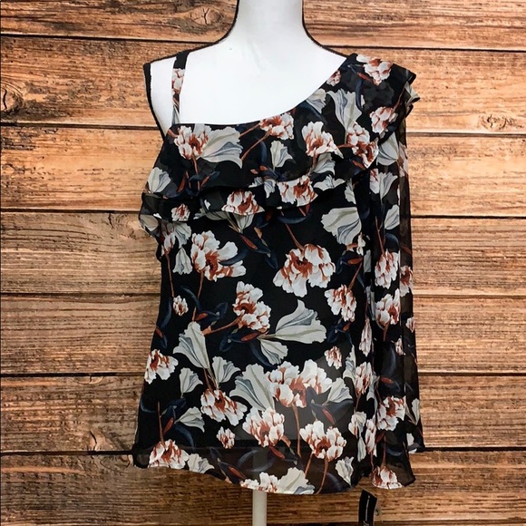 INC international concepts asymmetrical floral Top - Picture 4 of 7